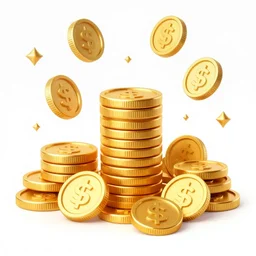 A fortune in golden coins, digital illustration by Adam S Doyle