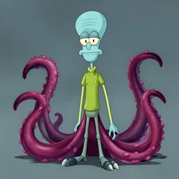 squidward tentacles as a human, digital illustration, amazing detail, in the style of greg rutkowski
