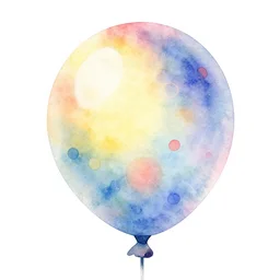 watercolor colorful birthday balloon with pattern, with white background