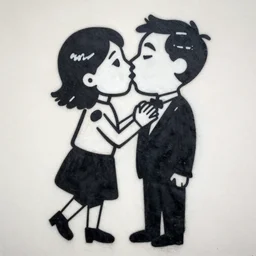 robots kissing, street art, by banksy
