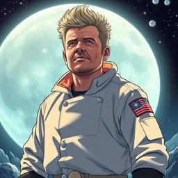 gordon ramsay, the man, the myth, the legend, on the moon, trending on artstation, anime style 4 k