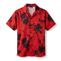aloha red shirt with black flowers