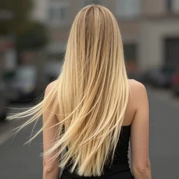blonde girl with long spaghetti hair