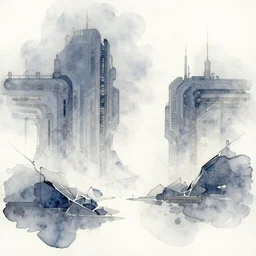 ghostly fractured futurism scenery concept dilution watercolor splash photograph taken by portra 800