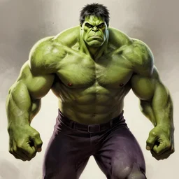 the strongest bodybuilder hulk, digital painting, dramatic