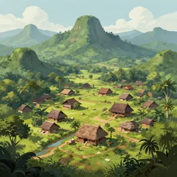 matte painting of a beautiful lumpun village, digital art, trending on artstation