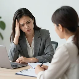 female boss is frustrated with her female employee, professional photo