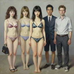pop surrealism, lowbrow art, realistic cute bikini girl painting, japanese street fashion, hyper realism, muted colours, rococo, natalie shau, loreta lux, tom bagshaw, mark ryden, trevor brown style,