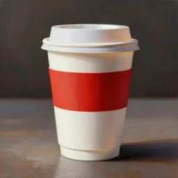 white paper cup with red strip ring as a cartoon character!!!, hyperrealistic, highly detailed, cinematic, volumetric sunlight, beautiful, cgssociety, artstation, 8 k, oil painting by greg rutkowski, by artgerm, by wlop