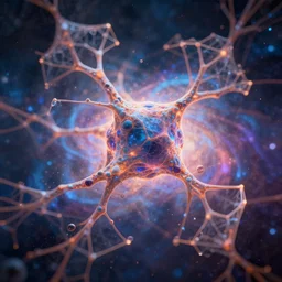 letting go of reality and experiencing the quantum feild, comic book art, cinematic, highly detailed, realistic, beautiful cosmic neural network, octane render, unreal engine, depth of field, trending on artstation, sharp focus