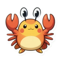 cute miss mascot crabaraque crabaraque crustle pokemon sticker art, cronobreaker, beeple game icon