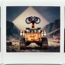 WALL-E returning from the war, old polaroid