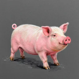 chalk pastel drawing of a flying pig