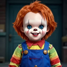 Chucky in pennywise style, digital art, illustration, well detailed