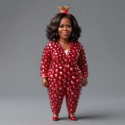 photo of a pomegranate shaped like michelle obama standing tall, pomegranate body, smiling softly, sharp detailed face, highly detailed, artstation, 8 k