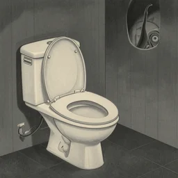 toilet, made by Kawase Hasui in unkiyo-e style in disturbing and gloomy atmosphere with vibes of Joe Fenton, H. R. Giger, M. C. Escher, Z. Beksinsk -6