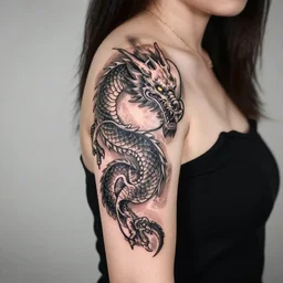 a woman with a dragon tattoo