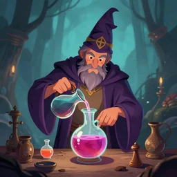 wizard making a potion, digital art, 4 k, fantasy,