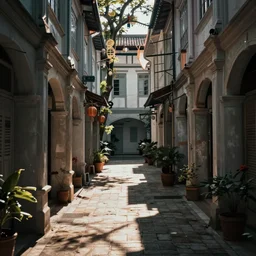 Concept art for an alleyway in Singapore