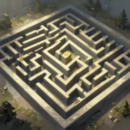 elaborate maze viewed from above, concept art, digital painting, trending on artstation, deviantart, epic composition, extremely detailed, volumetric lighting, masterpiece, octane render