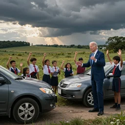 joe biden meeting a school enthusiastically while drunk driving