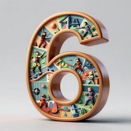 huge bold number 6 made from ninja warrior competition obstacles , hyper-realistic, ultradetails, intricate by mc esher and René Magritte and Giuseppe Arcimboldo