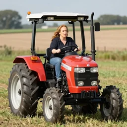 Adele driving a tractor, photograhy
