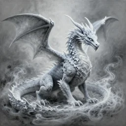 Frost dragon, mystical, magical, fantasy, Graphite, Painting, Modern Art, Light Art, Smoke Art