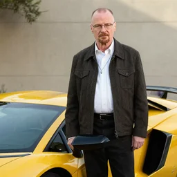 walter white in a lamborghini
