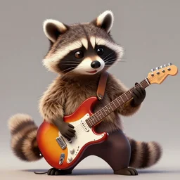 a raccoon playing electric guitar, artstation, digital art
