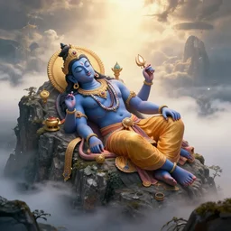 lord vishnu sleeping in mystic mountain