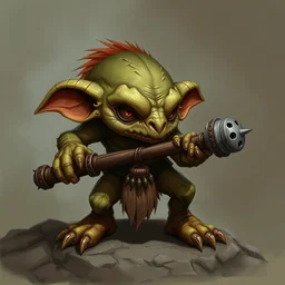 the kobold, a small annoying monster that's a budget rate version of a goblin. nasty. unkempt. cowardly. only attacks in packs, since they are afraid of larger creatures. generally only attacks when a bigger, meaner creature is standing behind them. the cannon - fodder of evil.