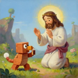 A painting of Jesus Christ playing terraria