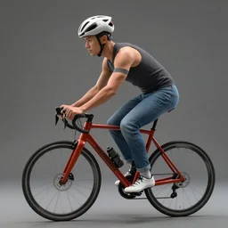 Limmy cycling in jeans, trending on artstation, hyperrealism, photorealistic, volumetric lighting