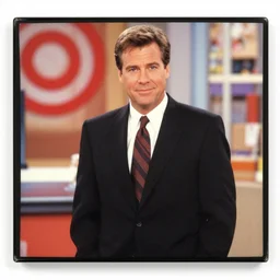andy richter wearing a black suit and necktie starring in a target commercial from 1 9 9 8, 9 0 s vhs still,