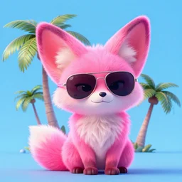 fennec fox, neon pink, palm trees, furry, cute, smug facial expression, disney zootopia, zootopia, concept art, aviator sunglasses, smug expression, synthwave style, artstation, detailed, award winning, dramatic lighting, miami vice, digital illustration, art by greg rutkowski
