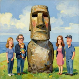 caricature cartoon moai statue popart slap face cronobreaker, beeple, by thomas kinkade simpson family art contest alexej von jawlensky