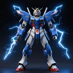 Azure Wolf 🐺 GUNDAM fighting in space, cinematic lighting, Lightning arc plasma, symmetric full body azure GUNDAM mecha, GUNDAM wing style armor, GUNDAM armor, samurai armor, mortar heads, mech suit, full body armor, lamellar armor, exoskeleton, post processing, ultra detailed, trending on artstation
