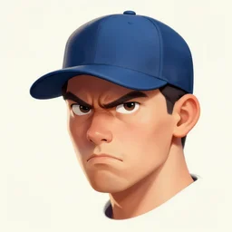 smooth detailed colored ink illustration of angry killer in baseball cap, artstation, smooth, sharp focus, clean shaped illustration by kim jung gi, tomasz alen kopera, peter mohrbacher, donato giancola, joseph christian leyendecker, wlop, boris vallejo, ric estrada, ron english and eiichiro oda