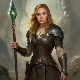 elizabeth olsen as a dnd character fantasy art.