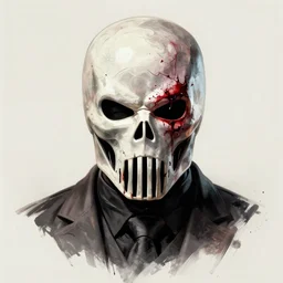 portrait of frank castle the punisher, bloody nose, face paint, intricate, elegant, highly detailed, centered, digital painting, artstation, concept art, smooth, sharp focus, illustration, artgerm, tomasz alen kopera, peter mohrbacher