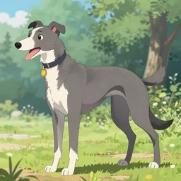 a greyhound in an anime