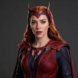 portrait of emma stone as the scarlet witch, hyper detailed, digital art, cinematic lighting, studio quality, smooth render, unreal engine 5, octane rendered, art style by klimt and nixeu and ian sprigger and krenz cushart.