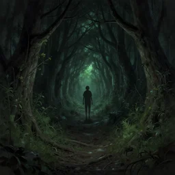 super scary atmosphere in the style of greg rutkowski and craig mullins, artstation tunnel, overgrown,