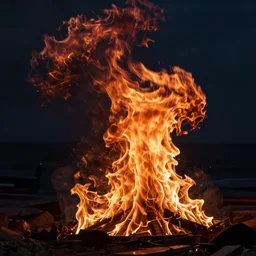 photograph of a fire underwater