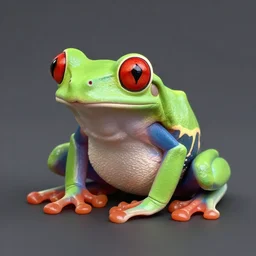 a red - eyed tree frog with eye patch, 3 d model, high quality, sharp focus