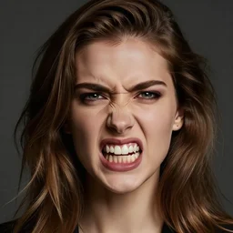 photo of young woman by lisset perrier, anger, vampire teeth