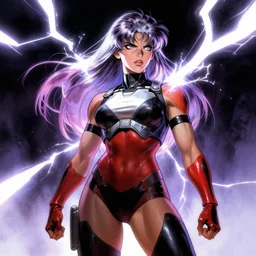 Greg manchess, Frank frazetta, android 18, volumetric dramatic lightning , trending on artstation