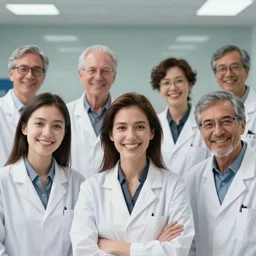 Photograph of a group of happy researchers. Highly realistic. Highly detailed. High resolution. Dramatic. 8k