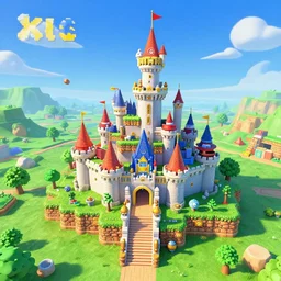 3D Mario 64 castle aerial view, 4k, fall